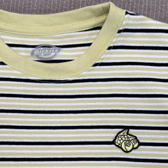 Cropped Y2K Dickies tri striped tee light green black, white thick cotton jersey - Picture 2 of 5